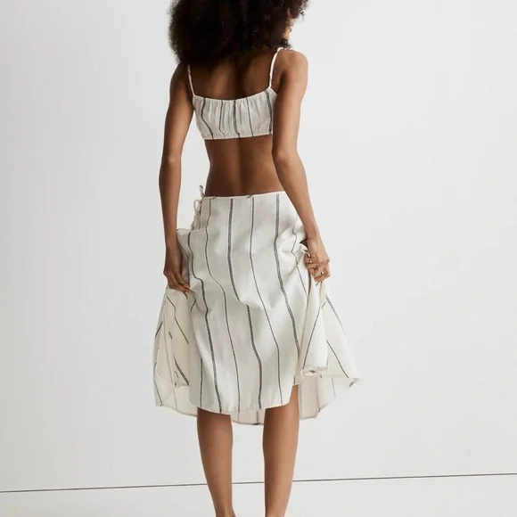 White striped wrap midi coverup Skirt - Picture 2 of 7